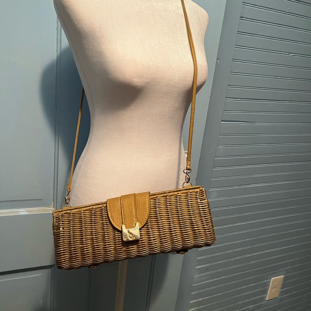 Abbacino Wicker and leather long narrow length purse